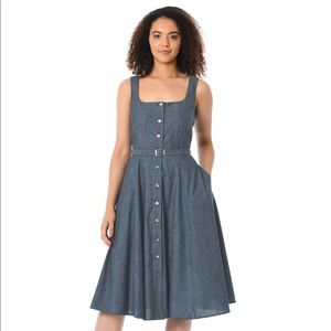 Eshakti Chambray Button-Down Swing Dress 💃🏻